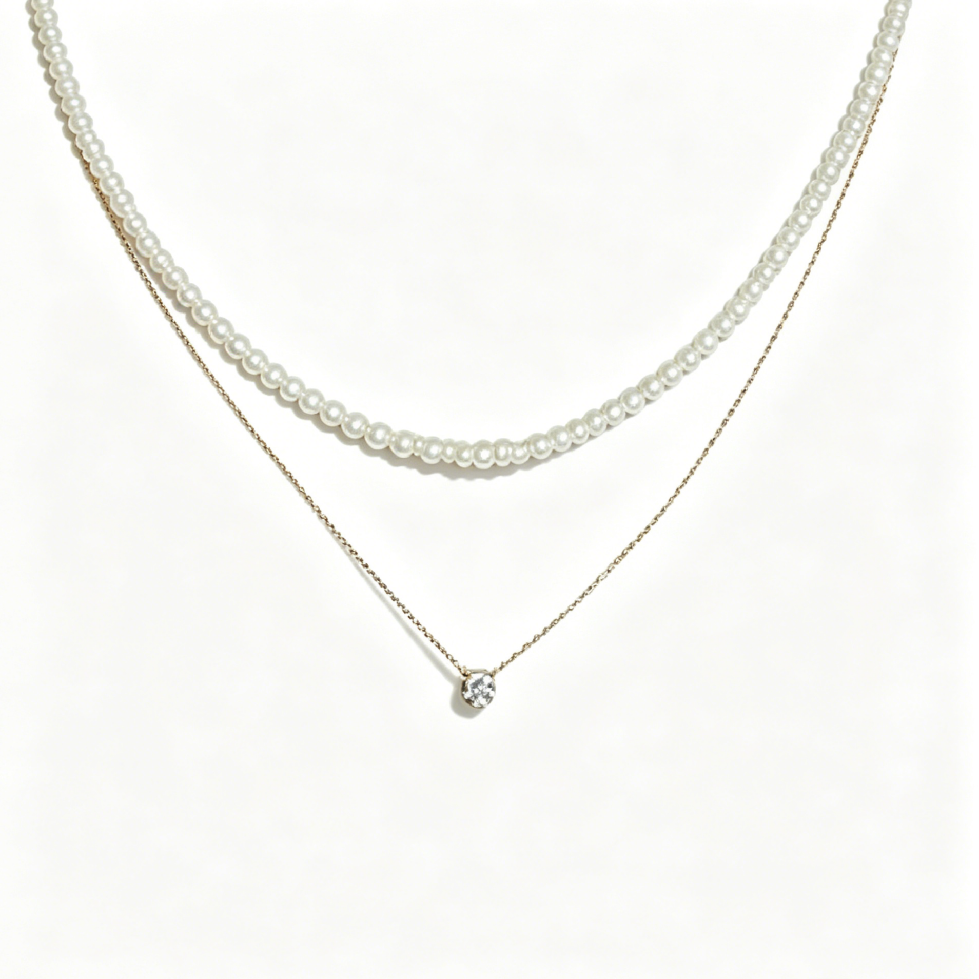 Double Pearl Stack Necklace