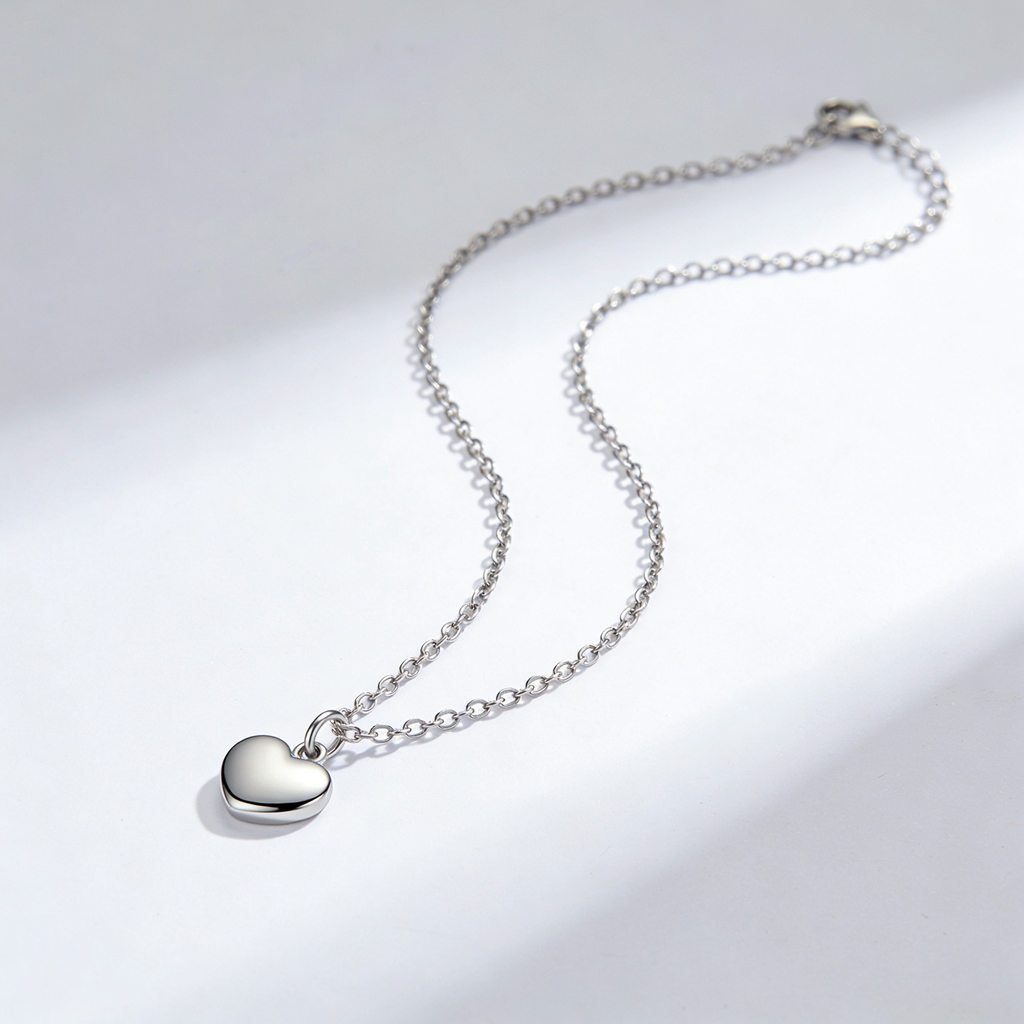 Solid Heart Silver Necklace