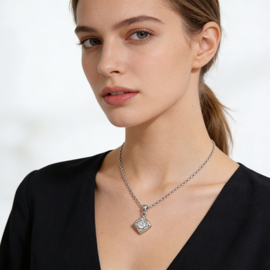 3D Square Zircon Necklace