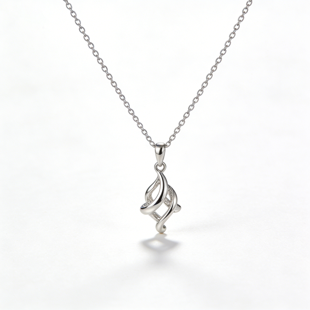Twisted Silver Pendant Necklace