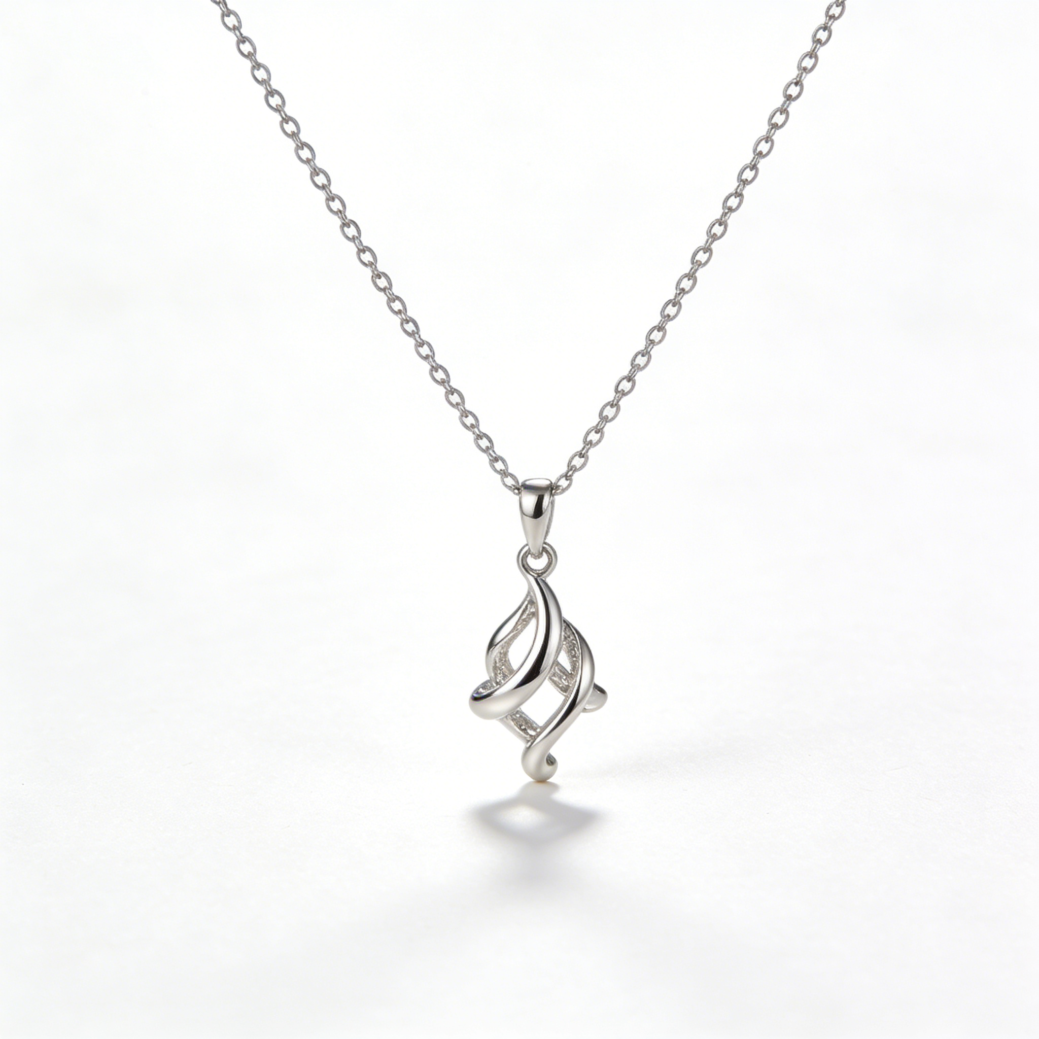 Twisted Silver Pendant Necklace