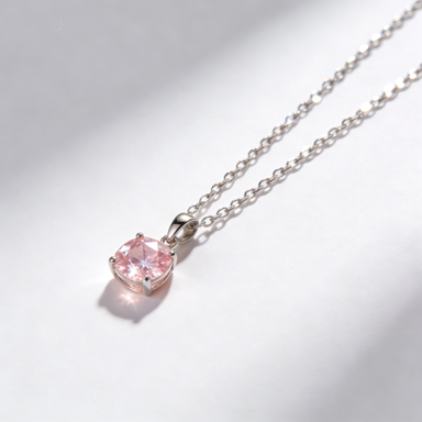 Pink Cushion Zircon Necklace