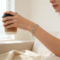 Silver Peace & Heart Double Bracelet