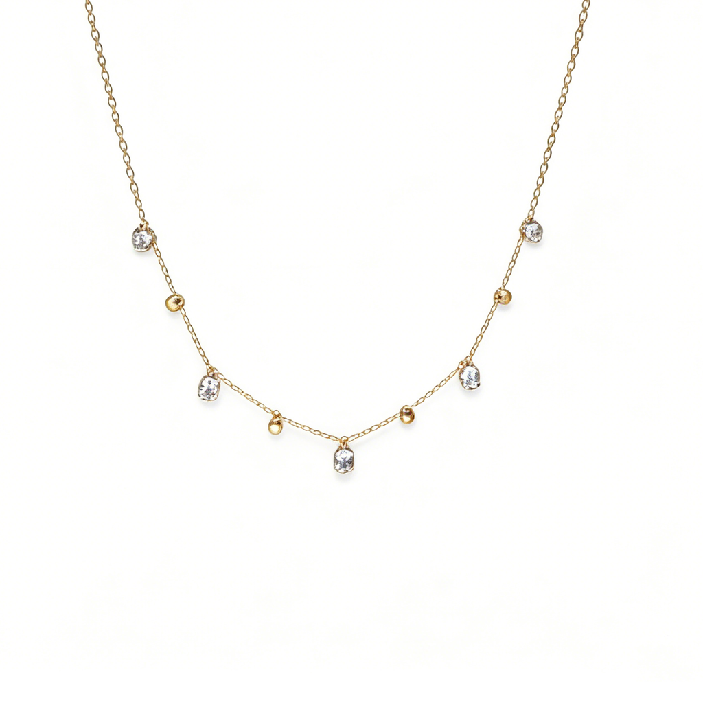 Dangling Zircon Gold Necklace