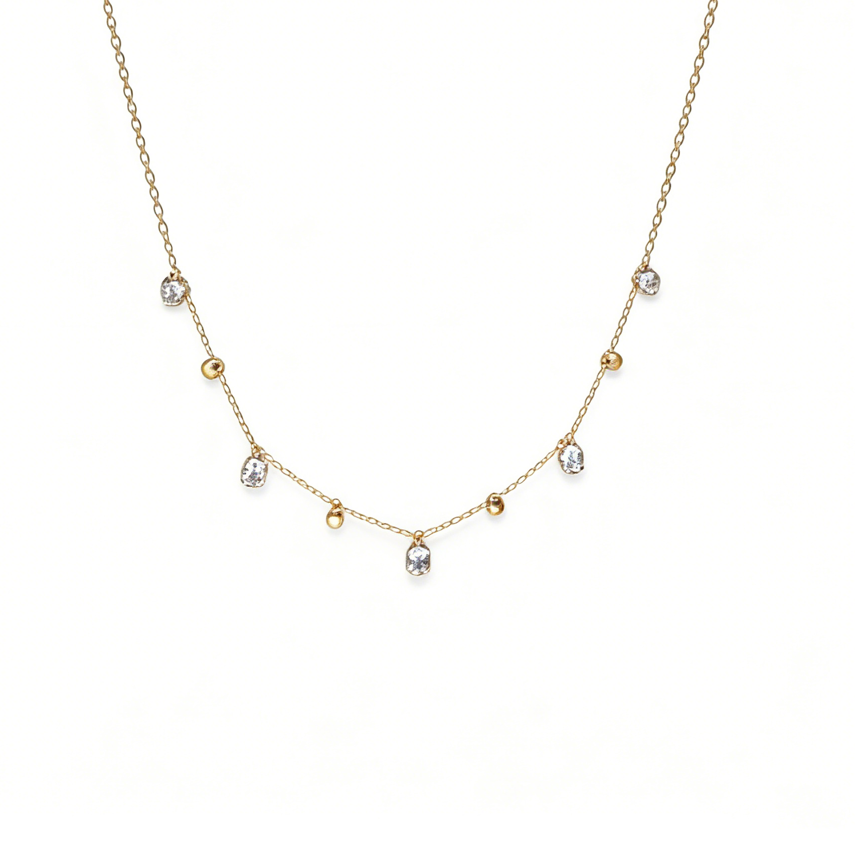 Dangling Zircon Gold Necklace