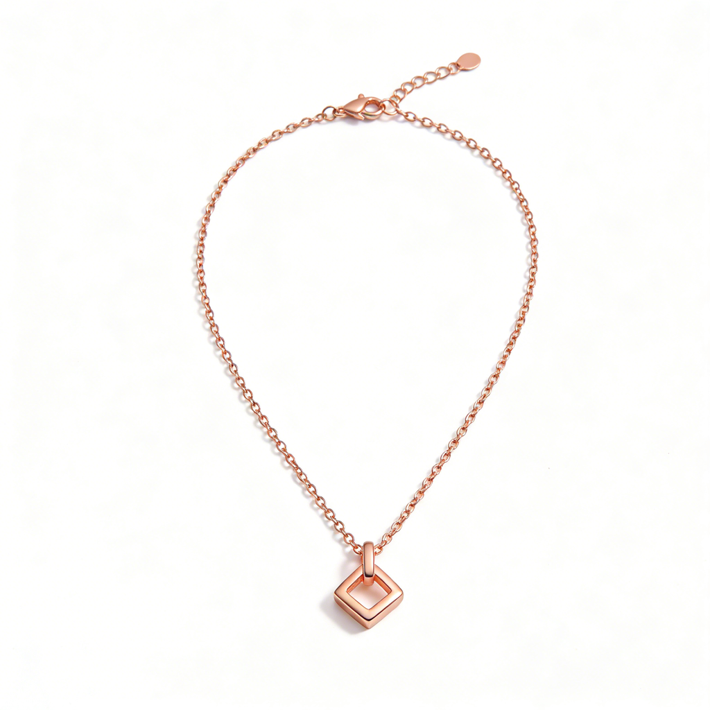 Hollow Square Rose Gold Necklace