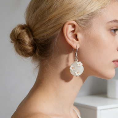 Floral Disc Drop Earrings